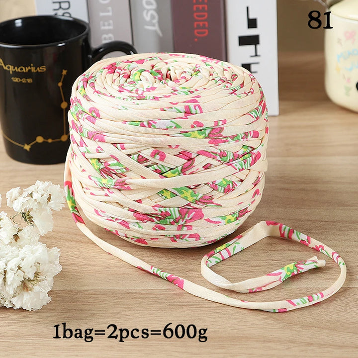 600g Large Polyester Fabric Yarn Set (2 Pieces) – Colorful Elastic Yarn for Bags, Slippers & DIY Crafts