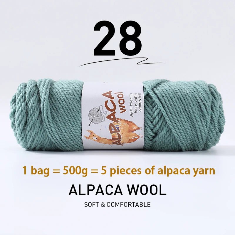 500g Thick Alpaca Wool Yarn Set (5 Skeins) – Soft Warm Knitting Yarn for Sweaters, Scarves, Hats & Winter Crafts