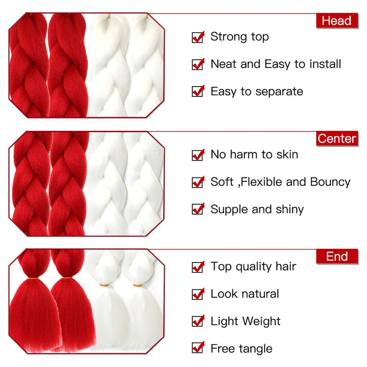 2-Tone Rainbow Jumbo Braiding Hair – 24 Inch Synthetic Crochet Extensions (4 Packs)