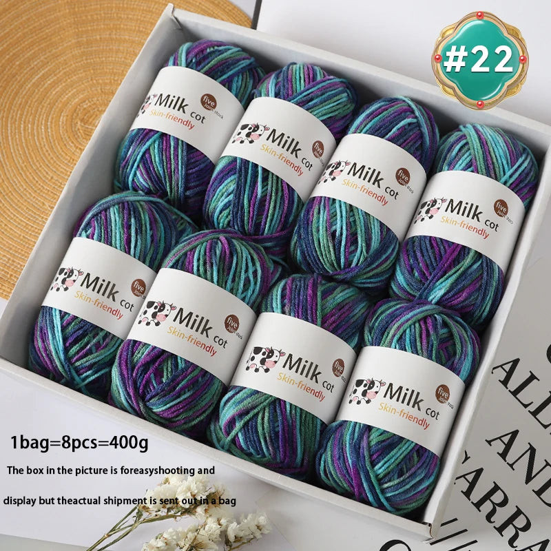 Colorful 5-Strand Gradient Yarn – Multi-Color Segment-Dyed Knitting Yarn for Sweaters, Hats, Scarves & DIY Crafts