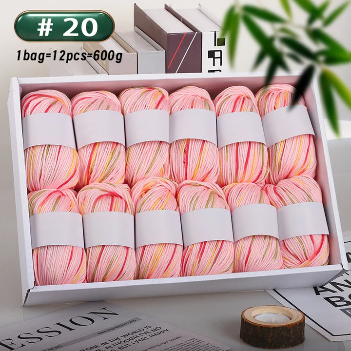 12-Piece Luxury Cashmere-Silk Yarn Set – Ultra-Soft Fluffy Yarn for Sweaters, Coats, Shawls & DIY Crafts (600g)