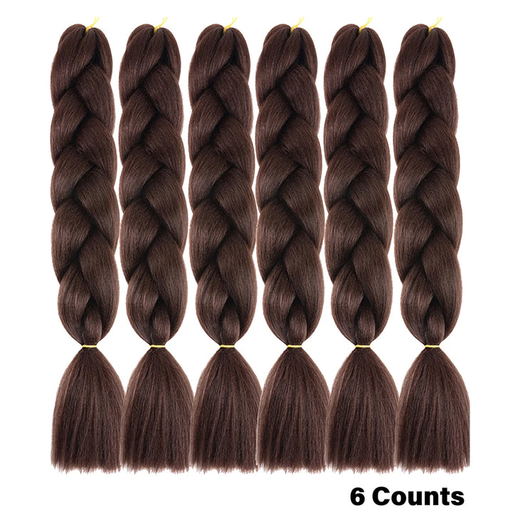 Rainbow Pre-Stretched Braiding Hair – Jumbo Box Braids High-Temperature Synthetic Extensions (6 Packs)