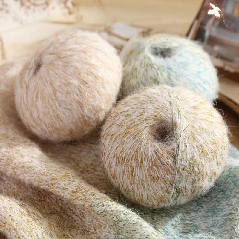 150g Premium Mohair Yarn – Tobacco Multi-Color Knitting Yarn (3 Pieces/Pack)