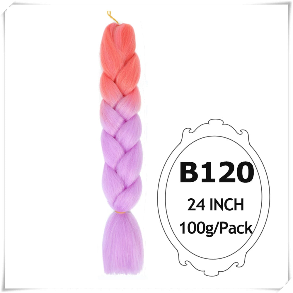 Pre-Stretched Jumbo Braiding Hair – 24 Inch Ombre Purple Synthetic Crochet Extensions for Women