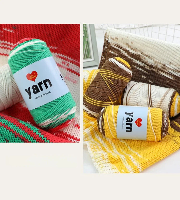 300g Rainbow Gradient Acrylic Yarn Set (3 Pieces) – Medium-Thick Knitting Yarn for Sweaters, Scarves, Hats & DIY Crafts