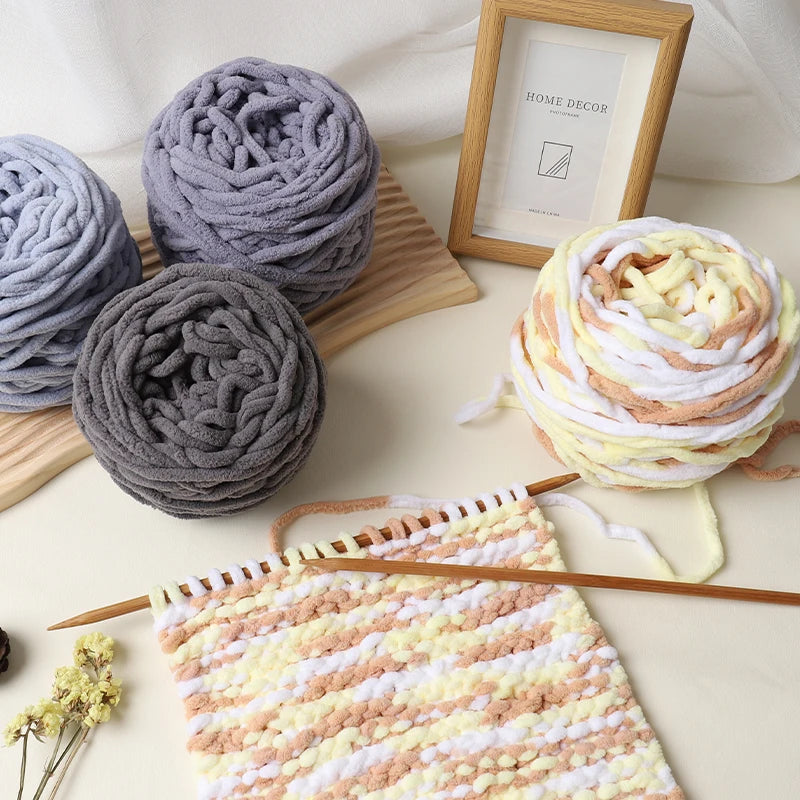 3pcs Ice-Striped Soft Thick Yarn – Handcrafted Yarn for Scarves, Hats, Slippers & DIY Projects