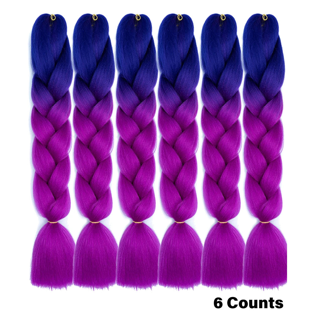 Rainbow Pre-Stretched Braiding Hair – Jumbo Box Braids High-Temperature Synthetic Extensions (6 Packs)