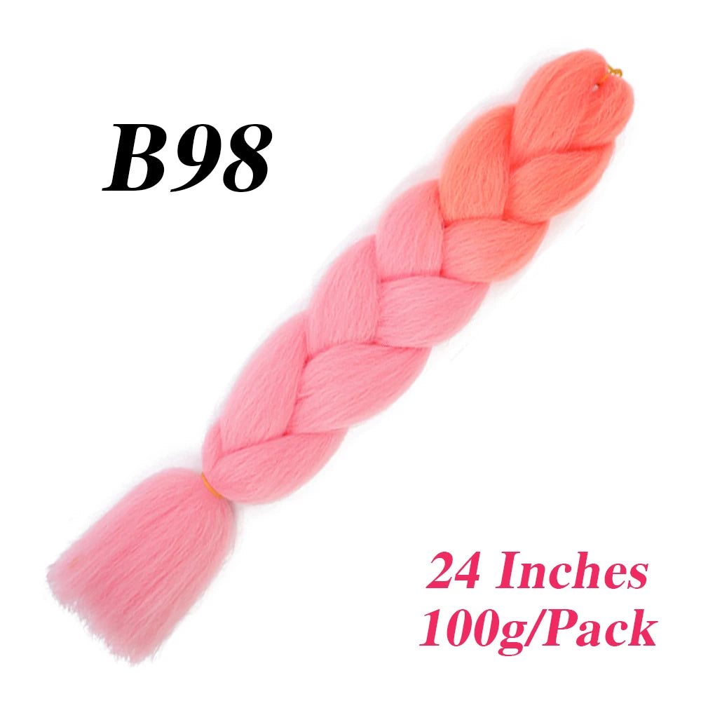 24 Inch Jumbo Braiding Hair – Afro Ombre Synthetic Extensions for Children’s Braids (100g) 33