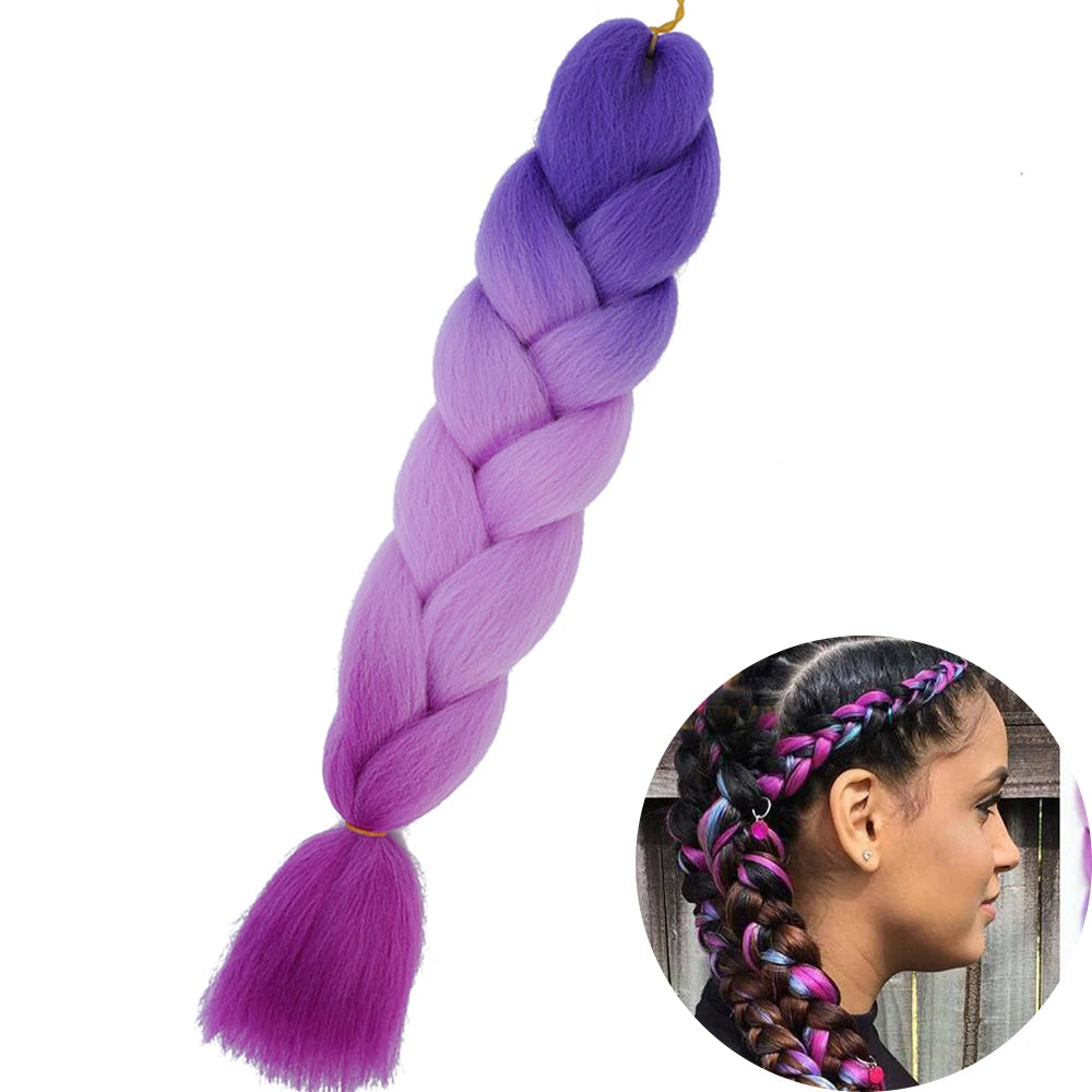 24 Inch Synthetic Jumbo Braiding Hair – Heat Resistant Ombre Extensions