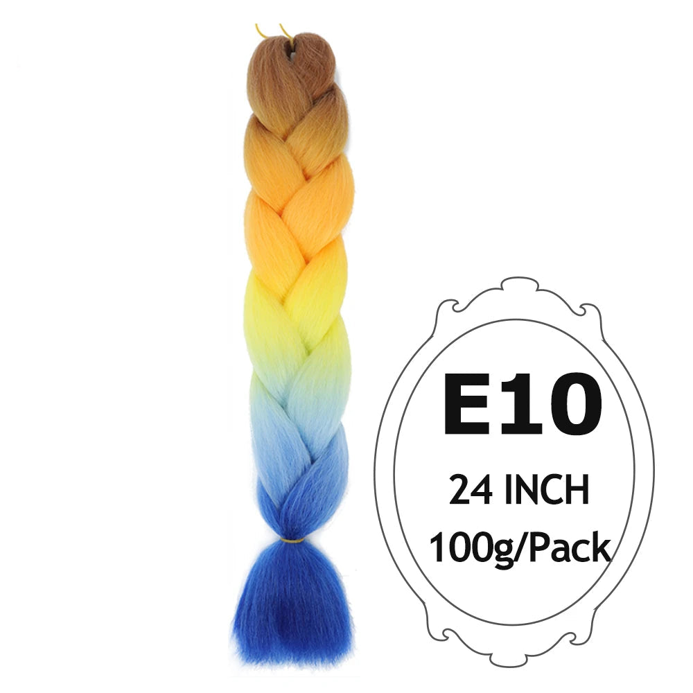 Ombre Braiding Hair 24 Inch – Colorful Jumbo Synthetic Braiding Hair Extensions for Women (Purple, Pink, White, Red, Blue)