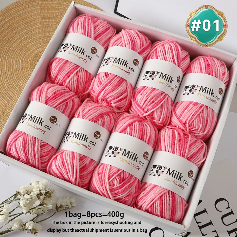 Colorful 5-Strand Gradient Yarn – Multi-Color Segment-Dyed Knitting Yarn for Sweaters, Hats, Scarves & DIY Crafts