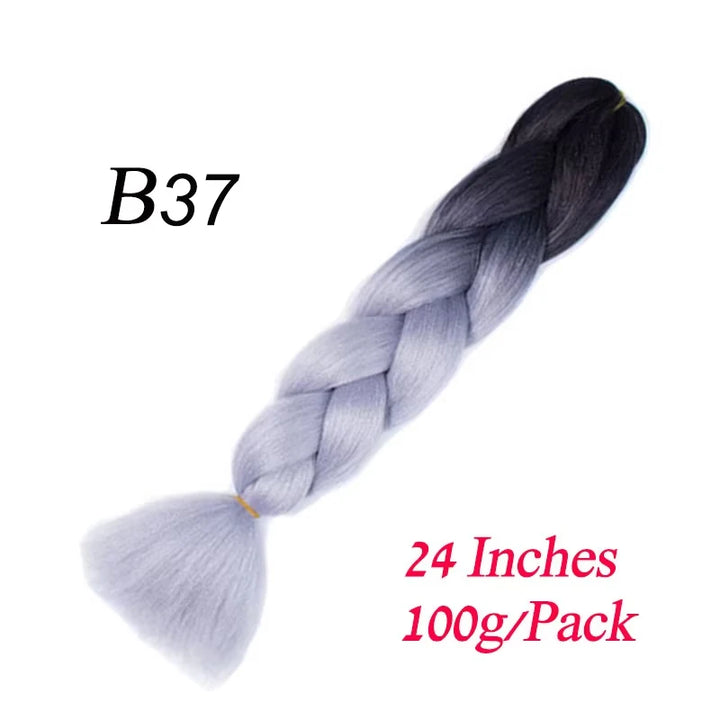 24 Inch Synthetic Jumbo Braiding Hair – Heat-Resistant Ombre Bulk Extensions for Braids
