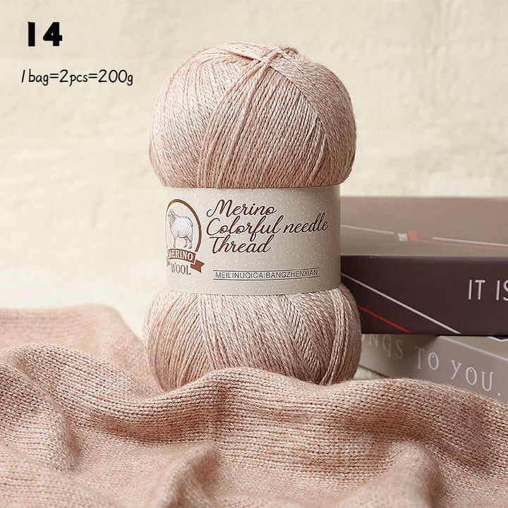 Solid Color Medium-Thick Cashmere Blend Yarn – Soft Luxury Yarn for Sweaters, Scarves & Handmade Crafts