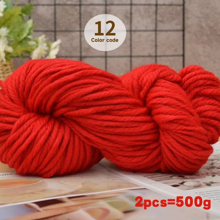 500g Extra Thick Polyester Yarn (2 Skeins) – Chunky Knitting Yarn for Sweaters, Hats, Cushions & DIY Crafts