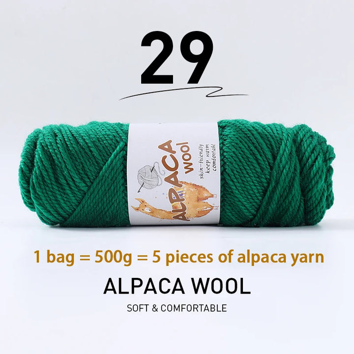 500g Thick Alpaca Wool Yarn Set (5 Skeins) – Soft Warm Knitting Yarn for Sweaters, Scarves, Hats & Winter Crafts