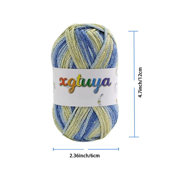Shiny Gradient Hollow Yarn – Colorful Knitting Yarn for Handmade Accessories, Bags & DIY Crafts