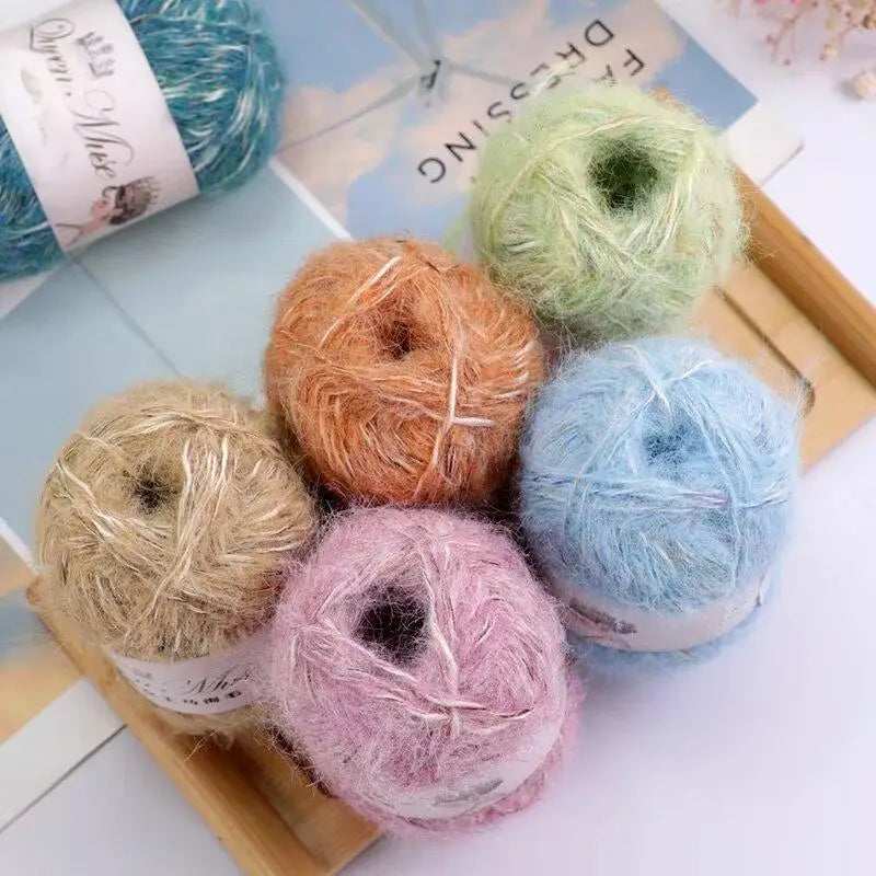 400g Multicolored Rainbow Alpaca Mohair Yarn – Soft Fluffy Knitting Yarn for Sweaters & Shawls (8 Pieces/Bag)