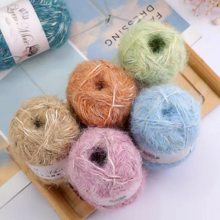 400g Multicolored Rainbow Alpaca Mohair Yarn – Soft Fluffy Knitting Yarn for Sweaters & Shawls (8 Pieces/Bag)