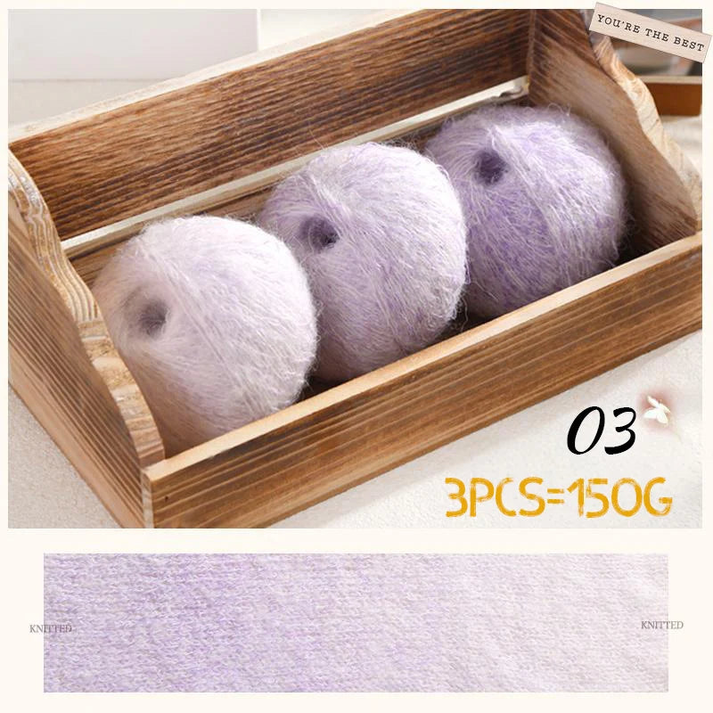 150g Premium Mohair Yarn – Tobacco Multi-Color Knitting Yarn (3 Pieces/Pack)