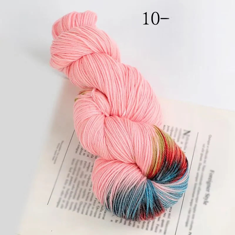 Segment-Dyed Rainbow Wool Yarn – Colorful Knitting Yarn for Sweaters, Scarves, Hats & Gloves