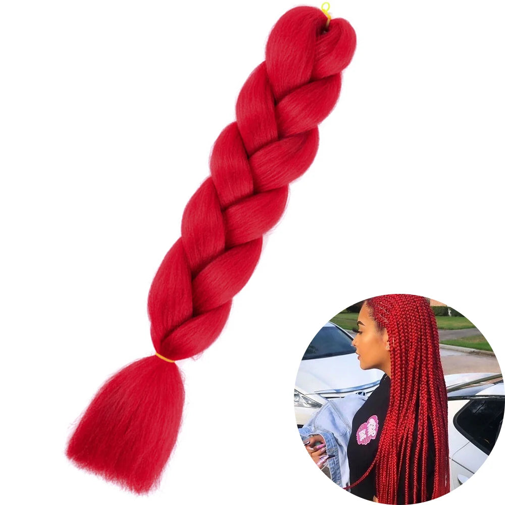 24" Synthetic Yaki Braids Hair – Kanekalon Ombre Jumbo Braiding Extensions for Women