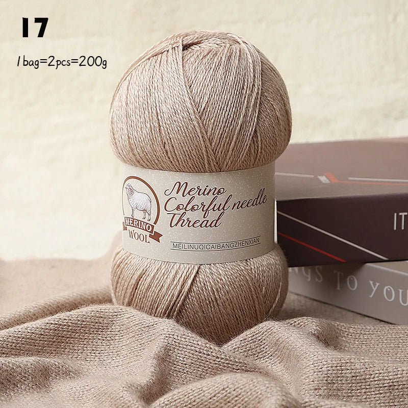 Solid Color Medium-Thick Cashmere Blend Yarn – Soft Luxury Yarn for Sweaters, Scarves & Handmade Crafts