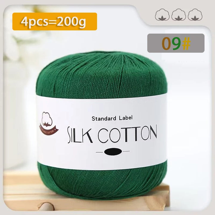 200g Pure Silk Cotton Thread – 100% Cotton Fine Yarn for Hand-Knitted Shawls, Sweaters & Hats