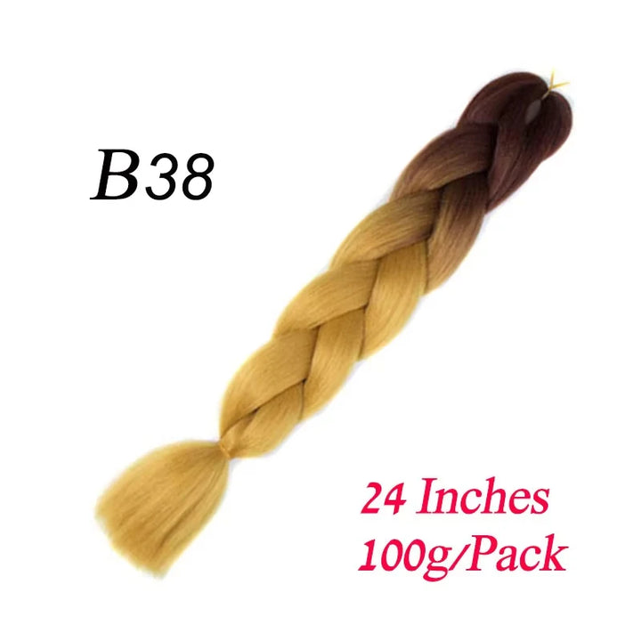 24 Inch Pre-Stretched Jumbo Braiding Hair – Synthetic Kanekalon Extensions for African Braids (100g) 444