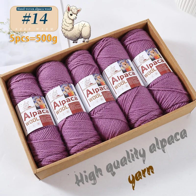 500g Alpaca Wool 245 Stick Stitch Yarn (5 Pieces) – Thick Knitting Yarn for Sweaters, Coats, Blankets & DIY Crafts