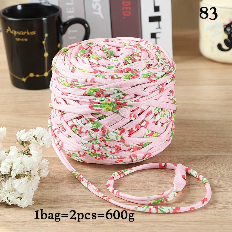 600g Large Polyester Fabric Yarn Set (2 Pieces) – Colorful Elastic Yarn for Bags, Slippers & DIY Crafts