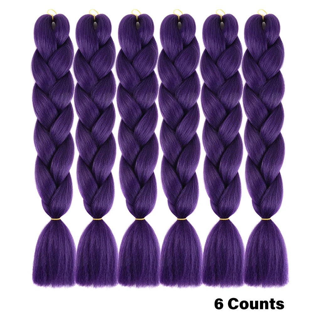 Ombre Crochet Braiding Hair – 6 Packs Synthetic Colorful Extensions for Women & Girls | High-Temperature Fiber
