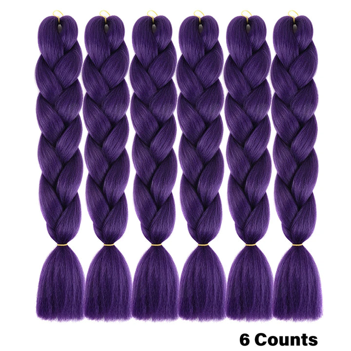 Ombre Crochet Braiding Hair – 6 Packs Synthetic Colorful Extensions for Women & Girls | High-Temperature Fiber