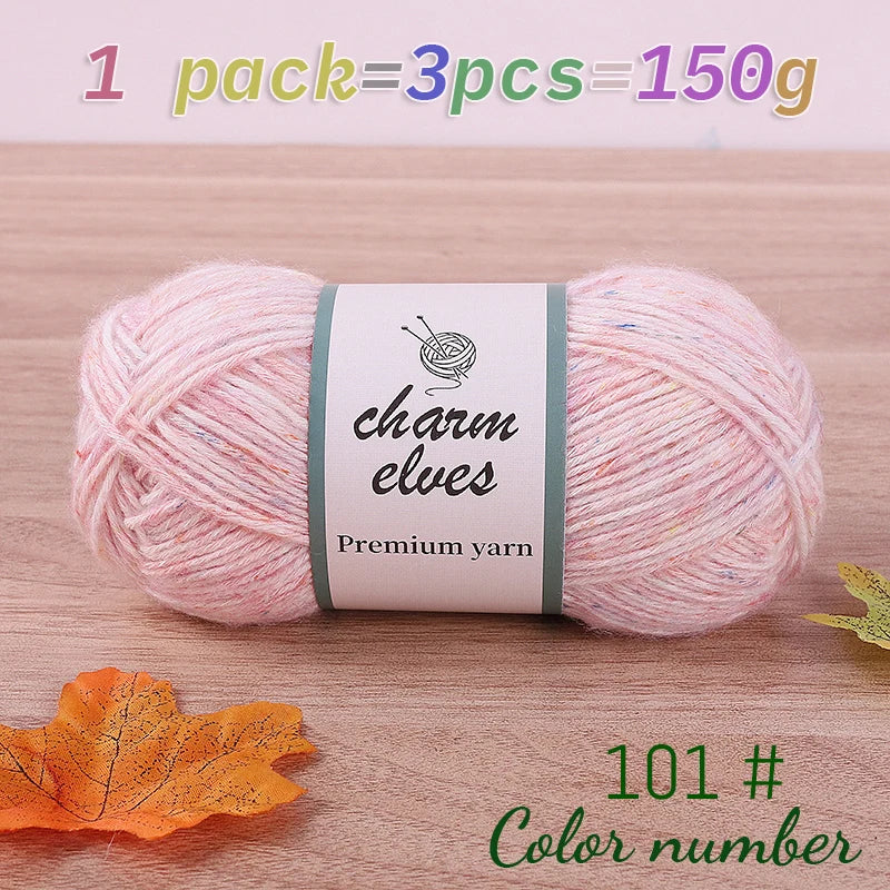 150g Colorful Dot Spray Yarn – Medium-Thick Cotton Yarn for Hand-Knitting (3 Pcs / Pack)
