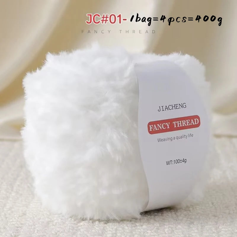 Imitation Fur Long-Haired Yarn – 400g Soft Beginner Knitting Yarn (4 Skeins Set)