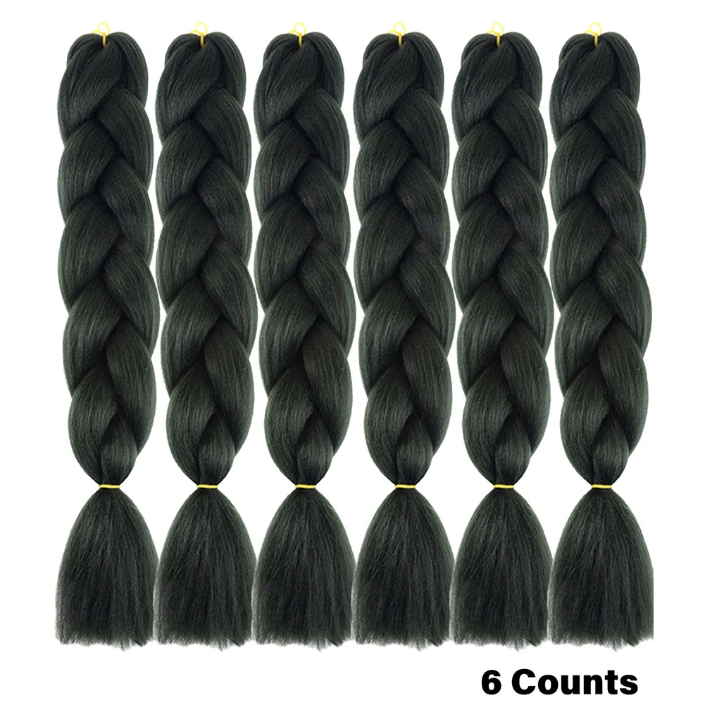 Ombre Crochet Braiding Hair – 6 Packs Synthetic Colorful Extensions for Women & Girls | High-Temperature Fiber