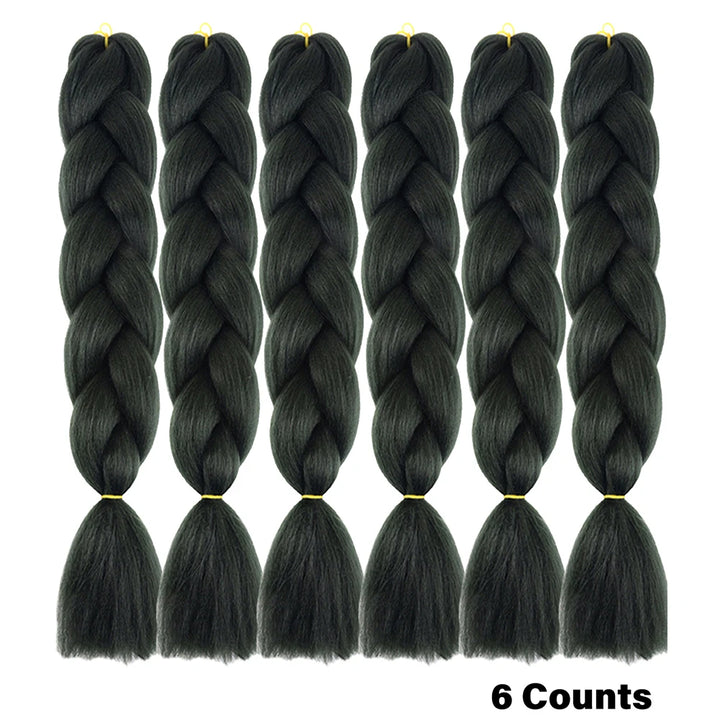 Ombre Crochet Braiding Hair – 6 Packs Synthetic Colorful Extensions for Women & Girls | High-Temperature Fiber