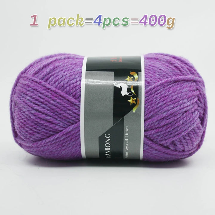 400g Thick Alpaca Wool Yarn – Chunky Knitting Yarn for Sweaters, Scarves, Hats & Coats (4 Skeins Pack)