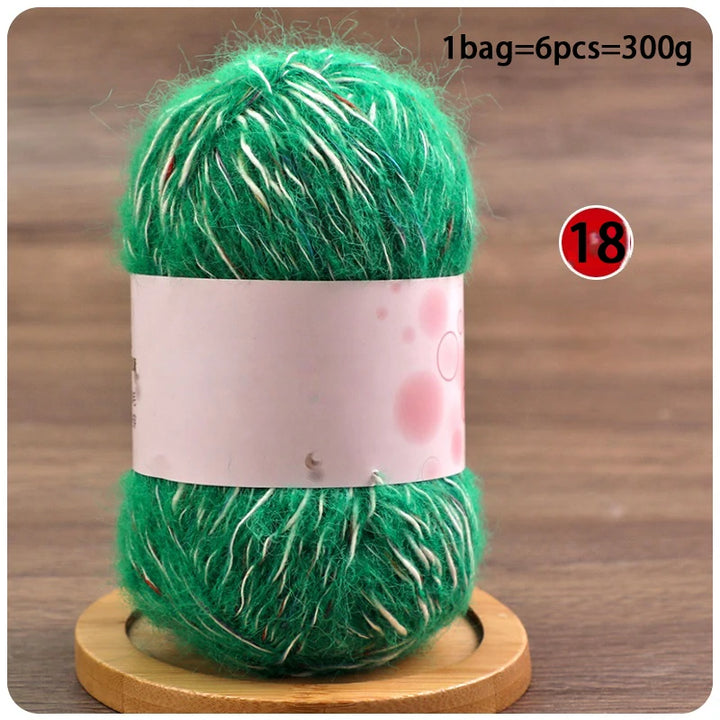Mixed-Color Long-Haired Mohair Yarn – Fashionable Fluffy Knitting Yarn for Sweaters & Crafts
