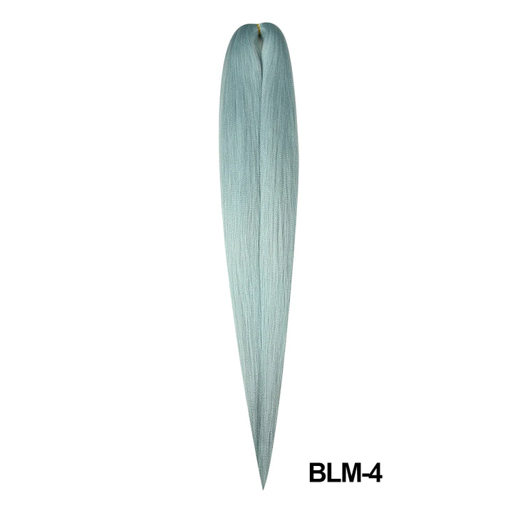 Long straight hair extension in light blue color on a white background with 'BLM-4' label.