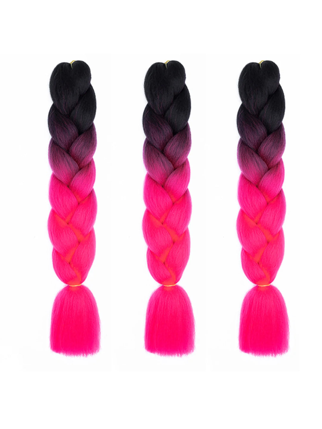 3 Packs 24 Inch Rainbow Braiding Hair Extensions – Ombre Synthetic Jumbo Braid Hair for Crochet Braids (Rose Red)