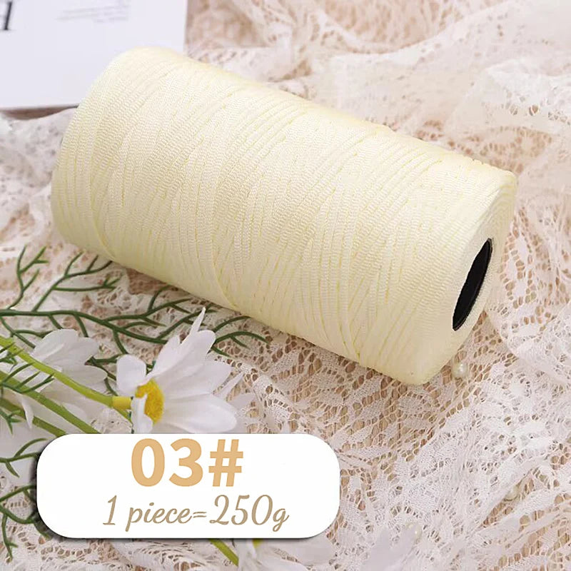 250g Lightweight Flat Ribbon Yarn – Hollow Crochet Yarn for Summer Hats, Bags & DIY Crafts