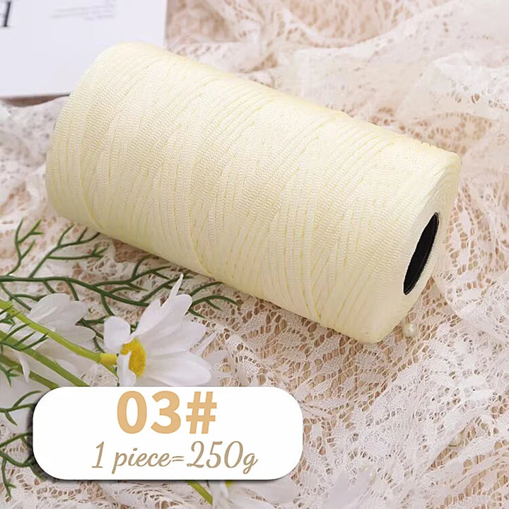 250g Lightweight Flat Ribbon Yarn – Hollow Crochet Yarn for Summer Hats, Bags & DIY Crafts