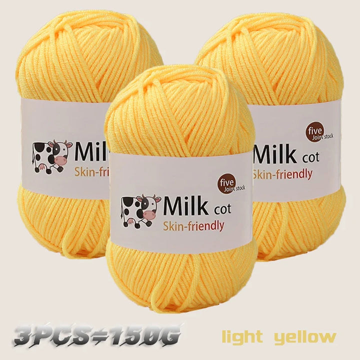 150g Medium-Coarse Milk Cotton Yarn – Soft Crochet & Knitting Yarn for Sweaters, Hats, Scarves & DIY Crafts