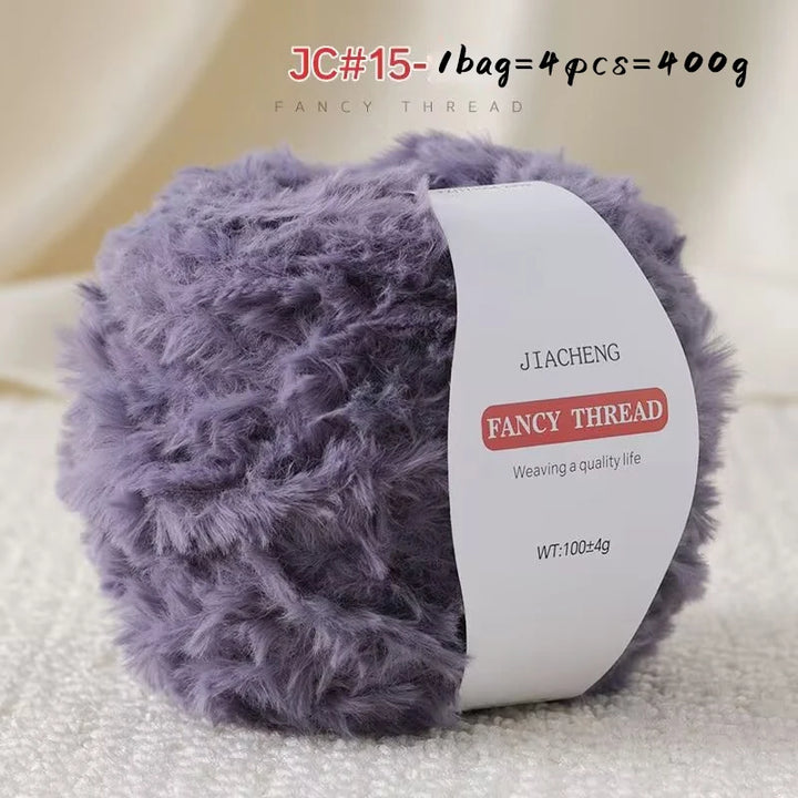 Imitation Fur Long-Haired Yarn – 400g Soft Beginner Knitting Yarn (4 Skeins Set)
