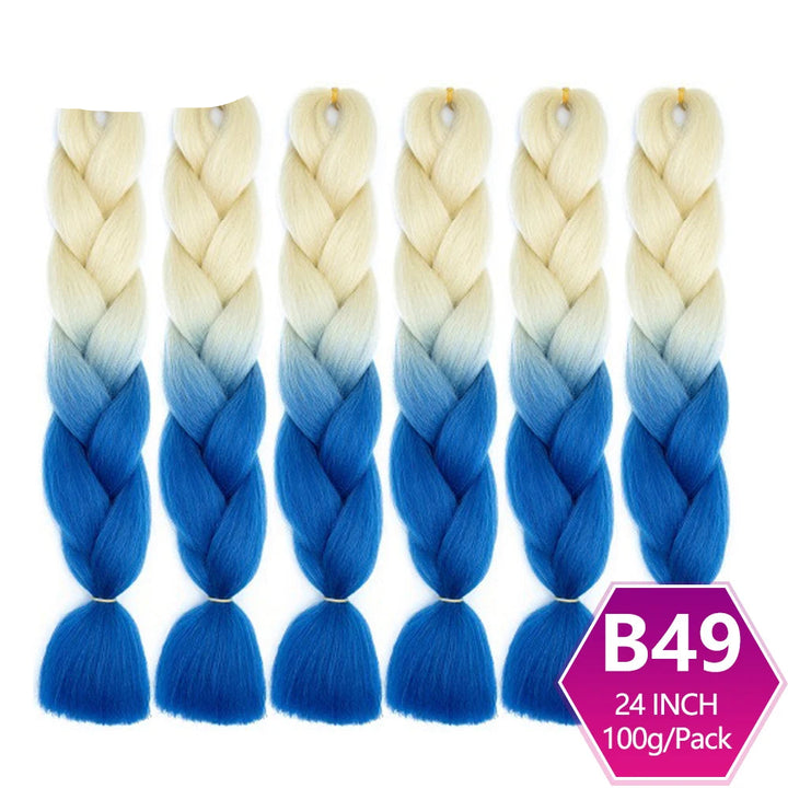 Set of blue and beige braided hair extensions 