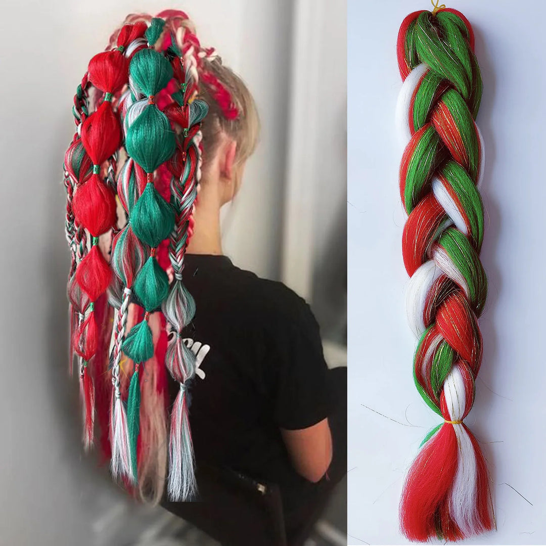 Purple, Pink & White 3-Tone Ombre Braiding Hair – Straight Jumbo Braids with Tinsel, Festival & Rave Hair Extensions for Girls (Crazy Hair Day)