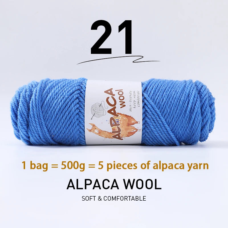 500g Thick Alpaca Wool Yarn Set (5 Skeins) – Soft Warm Knitting Yarn for Sweaters, Scarves, Hats & Winter Crafts