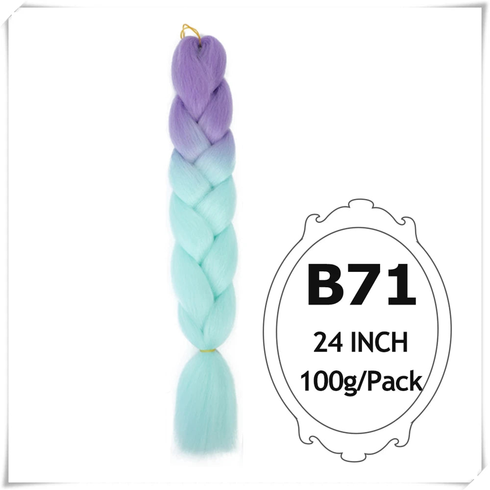 Pre-Stretched Jumbo Braiding Hair – 24 Inch Ombre Purple Synthetic Crochet Extensions for Women