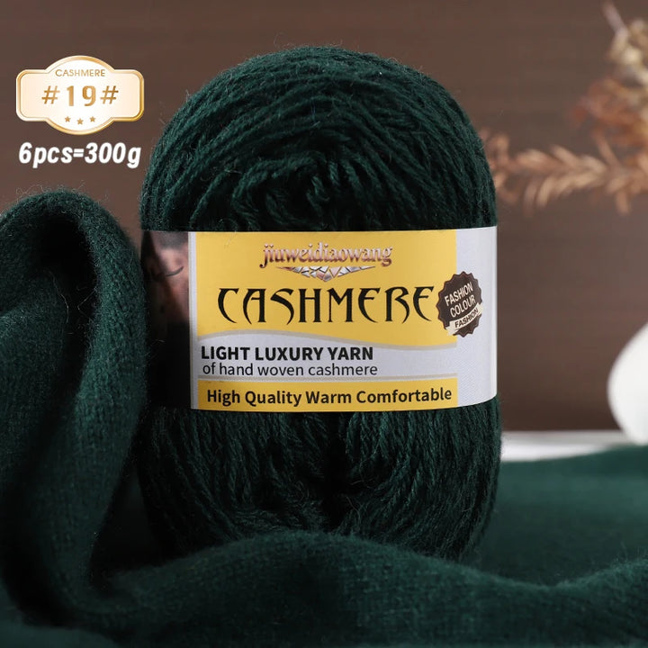 Premium Cashmere Blend Knitting Yarn Set – Medium-Fine Soft Wool Yarn for Sweaters, Scarves, Hats & Shawls (6 Main + 6 Elastic Threads)