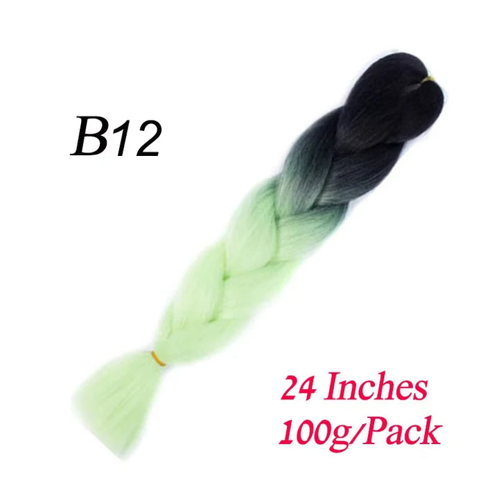 24 Inch Synthetic Ombre Jumbo Braiding Hair – DIY Braid Extensions for Women (Purple/Pink/Yellow/Red)